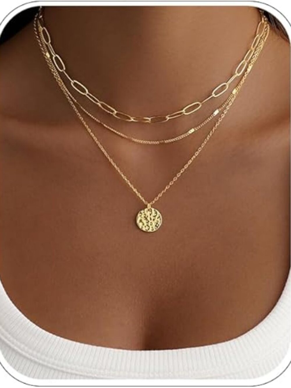 Layered Gold Necklace for Women, 14K Gold Plated Necklace Stack for Women, Daint